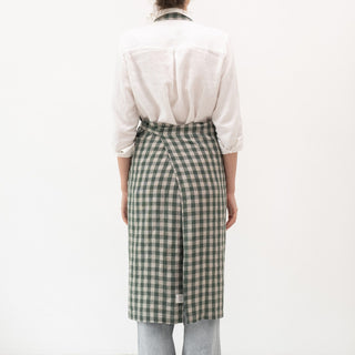 Leinen-Schürze Chef, Forest Green Gingham 3