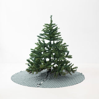 Leinen-Christbaumdecke, Forest Green Gingham 1