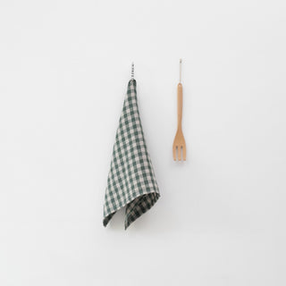 Leinen-Geschirrtuch, Forest Green Gingham 