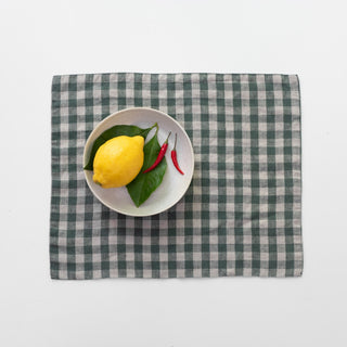 Leinen-Tischset, Forest Green Gingham 