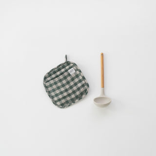 Topflappen aus Leinen, Forest Green Gingham 