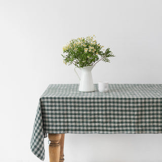 Leinen-Tischdecke, Forest Green Gingham 