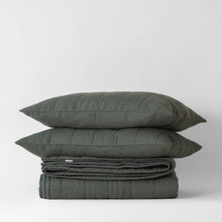 Leinen-Steppdecke, Forest Green 6