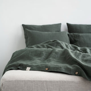 Leinen-Bettbezug-Set, Forest Green 