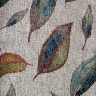 Ungewaschener breiter „Golden Fall on Dark Natural” Leinenstoff, 215 g/m² 