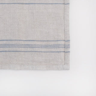 Leinen-Tischläufer, Grey Blue Wide Stripe Rustic 2