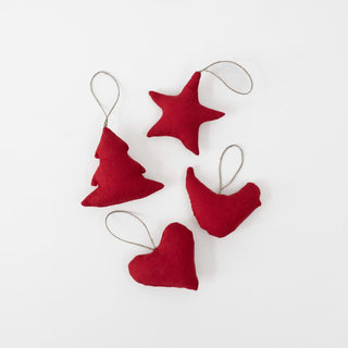 Leinen-Weihnachtsbaumschmuck im 4er-Set, Lava Falls 1