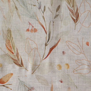 Ungewaschener breiter „Leaves on Light Natural” Leinenstoff, 185 g/m² 