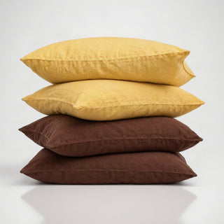Leinen-Kissenbezug, Chocolate + Leinen-Kissenbezug, Butter 