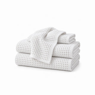 Leinen und Baumwolle aus Waffelpiqué-Badetuch, White 