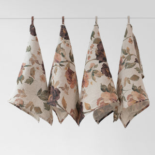 Zero Waste Leinen-Küchentücher im 4er-Set, Vintage Roses 1