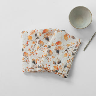 Zero Waste Leinenservietten im 4er-Set, Fall Watercolor 1