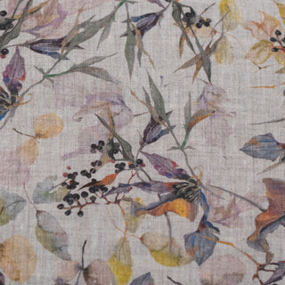 Ungewaschener breiter „Meadow on Light Natural” Leinenstoff, 185 g/m² 