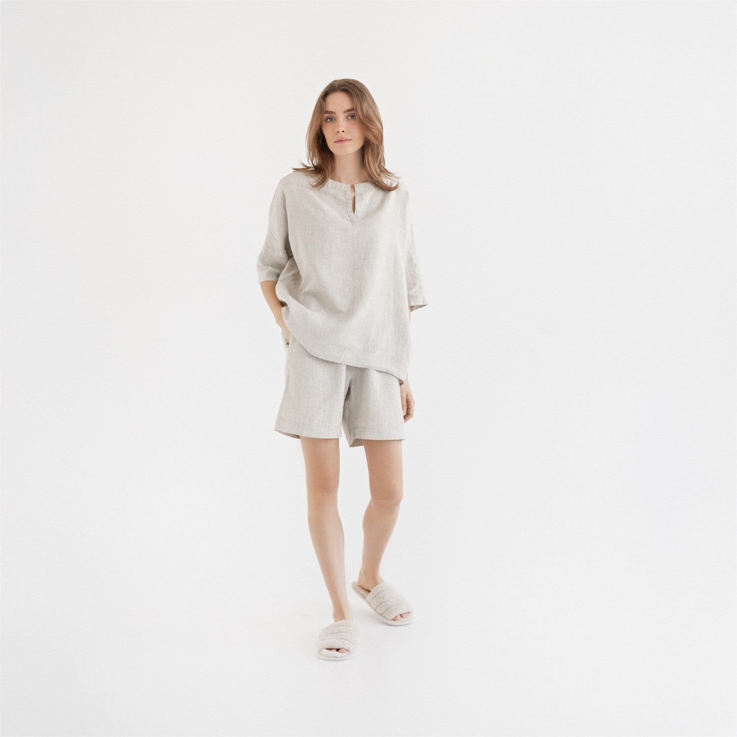 Leinen-Pyjama-Set Clover, Melange – Linen Tales