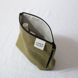 LIMITED EDITION Twill-Leinen Make-up-Täschchen, Moss 3