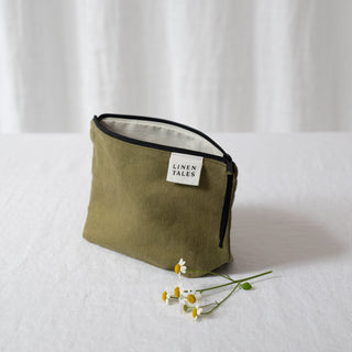 LIMITED EDITION Twill-Leinen Make-up-Täschchen, Moss 4