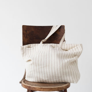 Große Leinentasche, Natural White Stripes 2