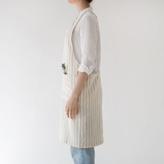 Leinen - Schürze Crossback, Natural White Stripes - Linen Tales 2