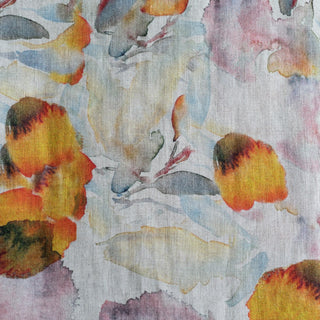 Ungewaschener breiter „Orange Flow on Light Natural” Leinenstoff, 185 g/m² 