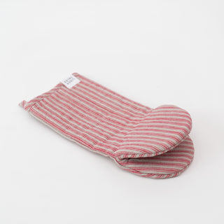 Ofenhandschuh aus Leinen, Red Natural Stripes 3