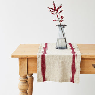 Leinen-Tischläufer, Red Stripe Vintage 