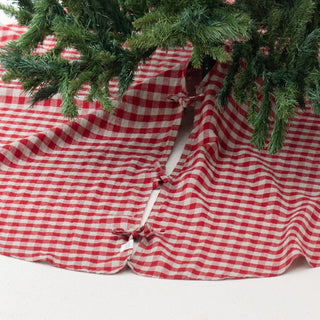 Leinen-Christbaumdecke, Red Gingham 2