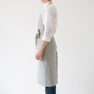 Leinen-Schürze Chef, Thin Black Stripes 2