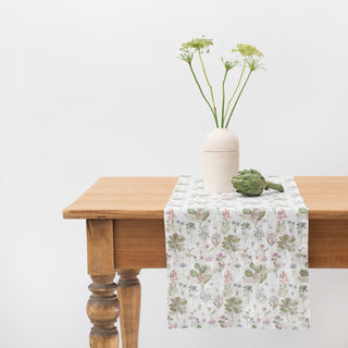 Leinen-Tischläufer, White Botany 1