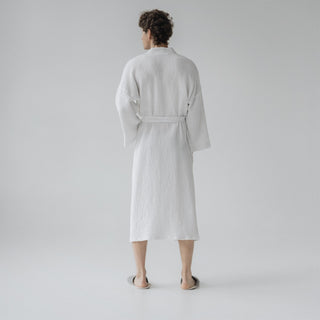 Leinen und Baumwolle Waffelpiqué - Bademantel, White - Linen Tales 3