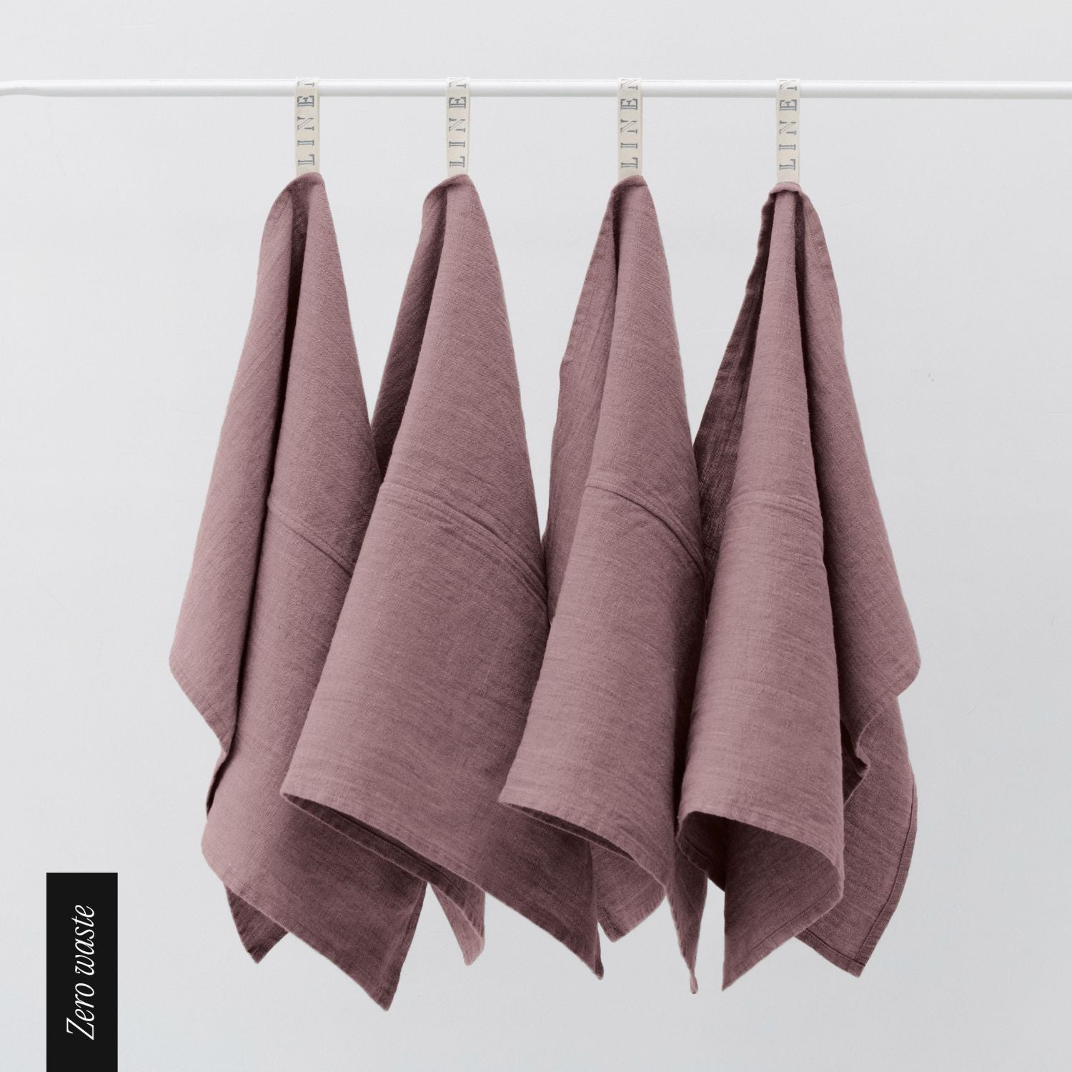 Zero Waste Leinen-Geschirrtücher im 4er-Set, Ashes of Roses – Linen Tales