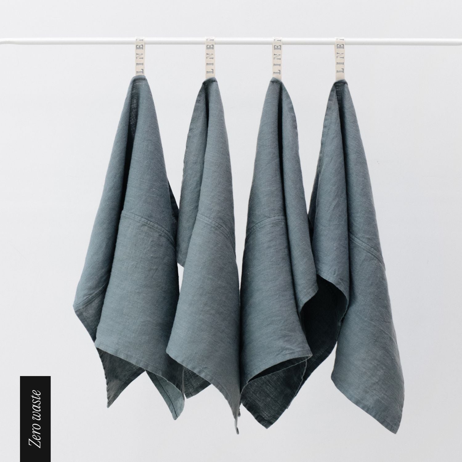 Zero Waste Leinen-Geschirrtücher im 4er-Set, Blue Fog – Linen Tales