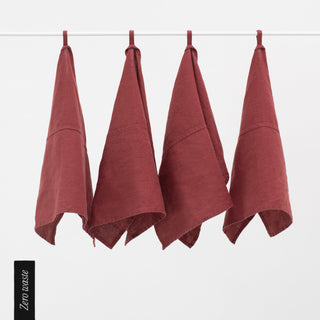 Zero Waste Leinen-Geschirrtücher im 4er-Set, Marsala 