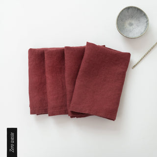 Zero Waste Leinen-Servietten im 4er-Set, Marsala 