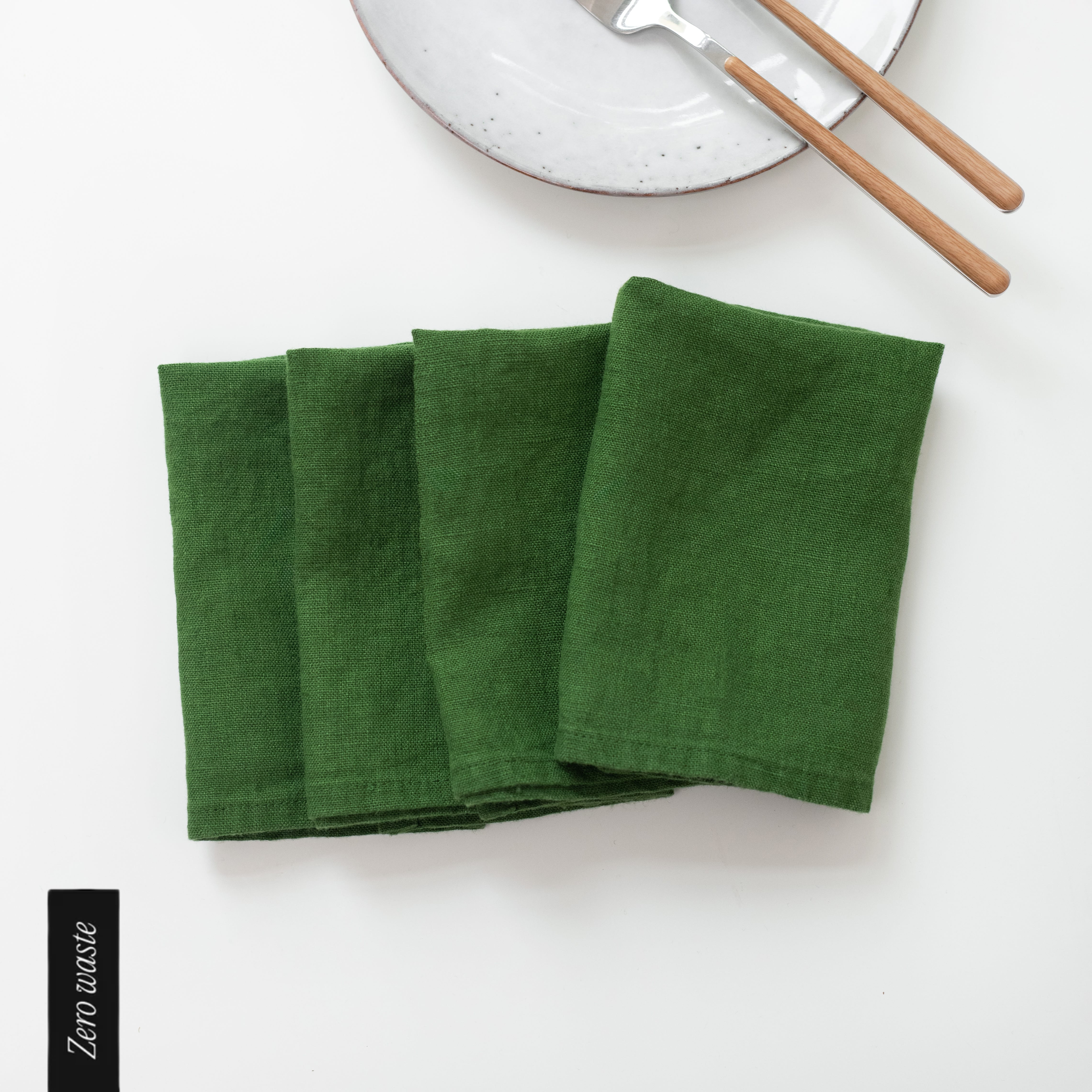 Zero Waste Leinen-Servietten im 4er-Set, True Green – Linen Tales