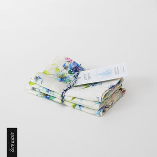 Zero Waste Leinen-Servietten im 4er-Set, White Flowers 2