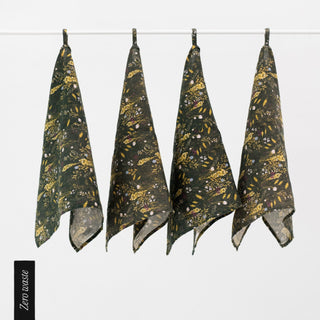 Zero Waste Leinen-Geschirrtücher im 4er-Set, LIMITED EDITION Woodland 