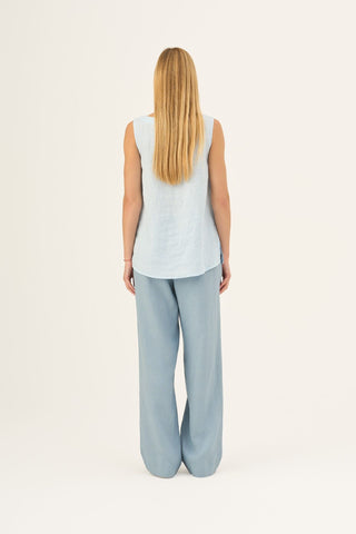 Leinen-Top Audrey, Baby Blue 3