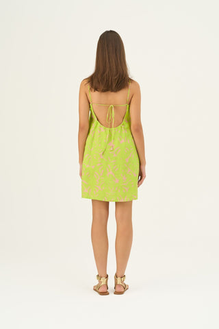 Leinenkleid Stella, Kiwi Monstera 4