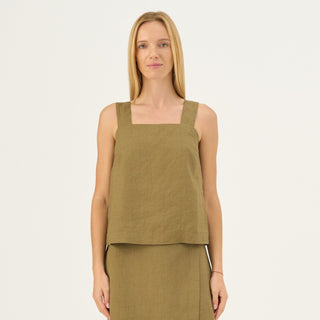 Leinen-Top Polka, Olive Khaki 1