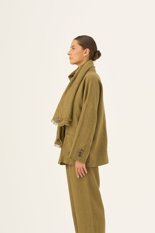 Leinenschal Woodbine, Olive Khaki 3