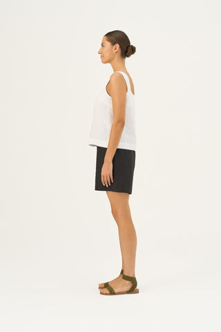 Leinen-Top Polka, Optical White 3