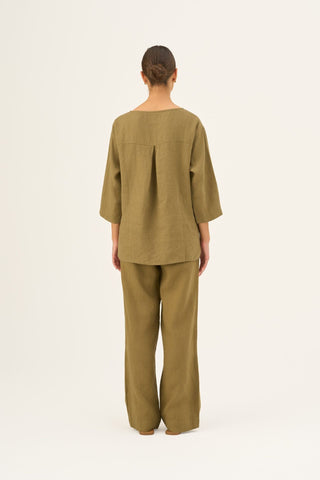 Leinen-Top Bilberry, Olive Khaki 4