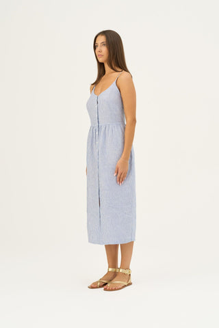 Leinenkleid Camilla, Blue White Stripes 3
