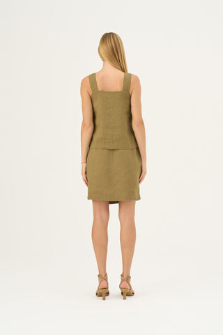Leinen-Top Polka, Olive Khaki 4