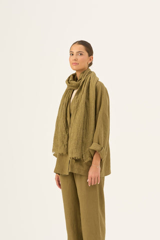 Leinenschal Dandelion, Olive Khaki – Linen Tales