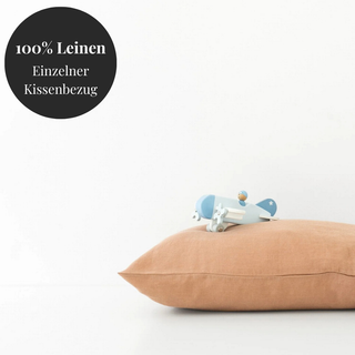Leinen-Kopfkissenbezug für Kinder, Cafe Creme 