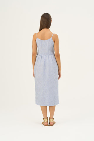 Leinenkleid Camilla, Blue White Stripes 5