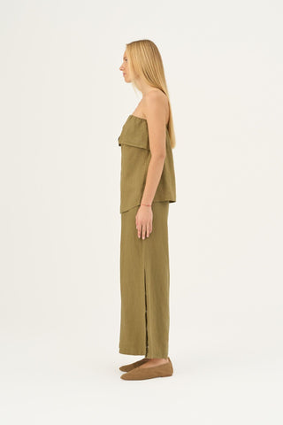 Leinen-Top Candela, Olive Khaki 3