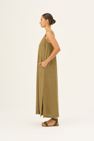 Leinenkleid Fugue, Olive Khaki 3