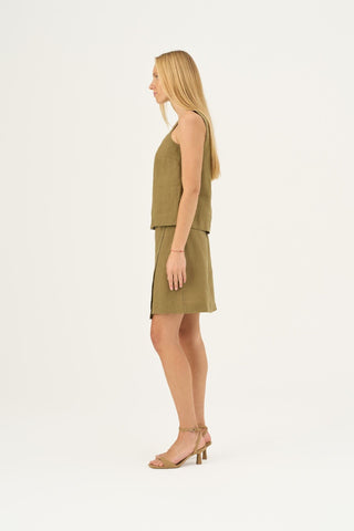 Leinen-Top Polka, Olive Khaki 3